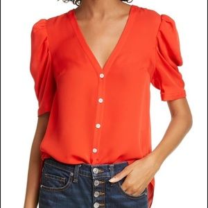 Veronica Beard Garland Blouse in Poppy Color 10-L